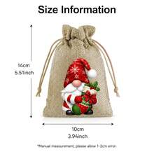 12Pcs Christmas Gnome Drawstring Gift Bags, 10*14cm Linen Santa Gnome Pouches, Reusable Xmas Candy Jewelry Present Sacks With Drawstring For Holiday Gift Giving Party Decor - Multicolor - View 4