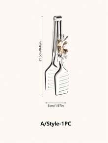 Cirelle 1pc Retro Butterfly Stainless Steel Kitchen Tongs – Multifunctional Food Clip For Bread, Salad & Steak, Heavy-Duty Heat-Resistant Serving Tongs - Silver - View 8