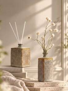 Cirelle 1pc Ceramic Reed Diffuser Bottles, Rustic Reactive Glaze Stoneware Fragrance Bottles, Empty Geometric Ceramic Vases For Essential Oils, Wabi-Sabi Home Decor Accent (No Reeds) - multicolor - View 2