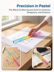 Colorful Ruler Cube, 2 In 1 Geometric Drawing Tool, Multi-Functional Plastic Math Teaching Aid, Drawing & Measuring Stationery Set, Back To School Supplies - Single Piece - View 4