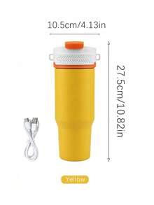 900ml Rechargeable Smoothie Maker Bottle, 12 Blades Electric Mixer Cup, 2000mAh Large Capacity, Home & Outdoor Use, Shake Bottles & Mixers, Yellow - 0.5L-1L - View 10