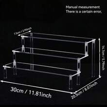 1pc Acrylic Tiered Display Stand, 3-Tier Trapezoid Display Rack, Home Storage & Display Shelf For Jewelry, Cosmetics, Transparent Multi-Layer Storage Display Rack, Cake Stand, Perfume Stand - Clear - View 2