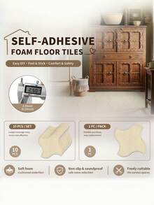10/20PCS Matte Self Adhesive Tile Sticker 30x30cm Foam Floor Decal Kitchen Oil Proof Bathroom Renovation Wall Decor American Style Irregular Shape Home Improvement - log color - View 10
