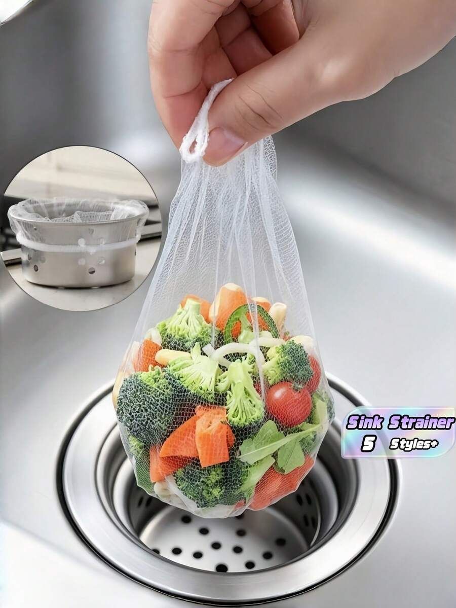 500/300/200/100/30PCS Kitchen Sink Strainer Filter Net Vegetable Washing Pool Dishwashing Basin Home Filter Drain Mesh Pot Swimming Pool Anti Leak Cleaning Net Pocket And Floor Drain Net For Kitchen Bathroom Outdoor Daily Use Durable - Multicolor - View 1