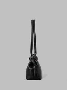 Ontre Women's Fashionable Black Shoulder Bag, Exquisite Double Strap Decorative Baguette Bag, For Daily, Commuting, Shopping, Travel - Black - View 3