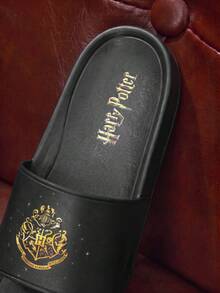 HARRY POTTER X SHEIN 粉色與白色印花拖鞋，輕量柔軟底拖鞋，夏季多功能涼爽沙灘拖鞋 - 霧黑 - 查看 4