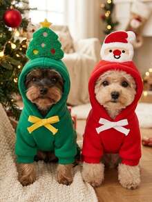 PETSIN 1PC Christmas Holiday Pet Sweatshirt, Autumn Winter New Clothes For Dogs & Cats, Suitable For Teddy French Bulldog Medium Dogs - Multicolor - View 3