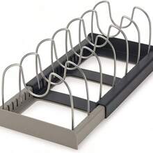 Expandable Cookware Organizer, Drawer Pot Lid Holder, Adjustable Kitchen Storage Rack For Pans, Bakeware, Cutting Board, Cabinet Drawer Organizer - Dark Grey - View 3