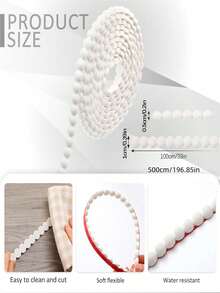 1Roll Tearable Peel Stick Beaded Trim Removable Wallpaper Border Soft Paintable Ball Bead Decor Strip For Cabinet Wall Floor Ceiling Home Indoor Renovation Decor - B - View 3