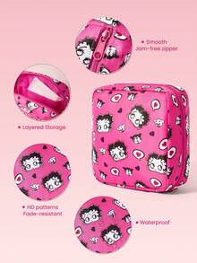 Betty Boop x SHEIN 1 Pc Cute Storage Pouch, Suitable For Women Sanitary Products, Electronics, Small Items Storage,Gift Ideas,Party,Holiday,Valentine's Day - Multicolor - View 3