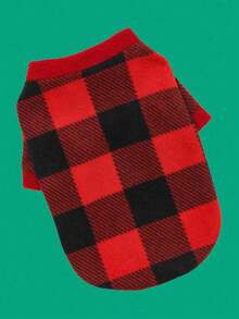 PETSIN Pet Christmas Fleece Shirt, Santa Reindeer Red Plaid Pattern Dog Holiday Outfit For Small Puppy - Multicolor - View 13