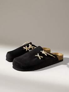 Solecia Vintage Strappy Half Slippers Casual Street Vacation Wear - Black - View 4
