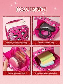 Betty Boop x SHEIN 1 Pc Cute Storage Pouch, Suitable For Women Sanitary Products, Electronics, Small Items Storage,Gift Ideas,Party,Holiday,Valentine's Day - Multicolor - View 4