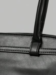 Ontre Women's Fashionable Black Shoulder Bag, Exquisite Double Strap Decorative Baguette Bag, For Daily, Commuting, Shopping, Travel - Black - View 7