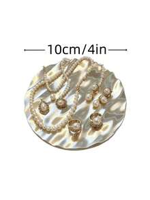 1pc 3D Printed Round Jewelry Storage Tray, Ripple Texture Jewelry Tray, Shooting Prop, Light Luxury Decor Ornament For Bedroom Dresser - White - View 4