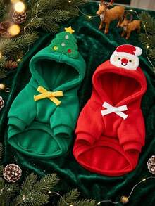 PETSIN 1PC Christmas Holiday Pet Sweatshirt, Autumn Winter New Clothes For Dogs & Cats, Suitable For Teddy French Bulldog Medium Dogs - Multicolor - View 2