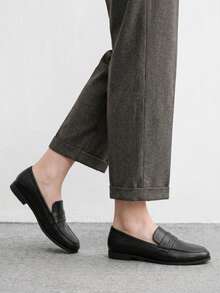 CUCCOO BIZCHIC Women's Casual Versatile Fashion Flats Spring Shoes - Smile all black leather shoes - View 4