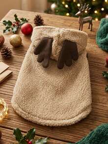 PETSIN Reindeer Sherpa Dog Hooded Vest Christmas Winter Pet Coat - Multicolor - View 3