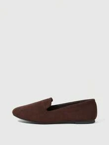 Sleekvia Women's Rivet Decor Casual Versatile Fashion Flat Shoes - Coffee Brown - View 5