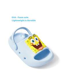 SpongeBob SquarePants | SHEIN 可愛卡通兒童拖鞋，適合幼兒與兒童，EVA材質，適用於居家浴室、游泳池、海灘等 - 淺藍色 - 查看 2