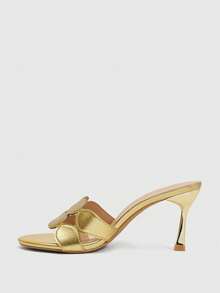 CUCCOO SZL Women's Metal Gold Hollow Stilettos, Open-Toe Lace-Up High-Heeled Sandals - Gold - View 4