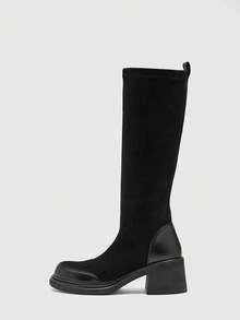 CUCCOO BIZCHIC Women's Fashion Versatile Chunky Heel Over-The-Knee Boots - Black - View 8