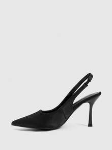 CUCCOO SZL Women's Fashion And Elegance Pointed Toe Empty Shoes. Mirror PU Fabric. Fine High Heel. Versatile. Commuting - Black - View 4