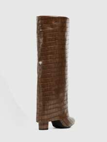 CUCCOO SZL Women's Pointe Fashion Daily Travel High Heel Over Knee Boots, Holiday Shoes - Coffee brown stone pattern - View 4
