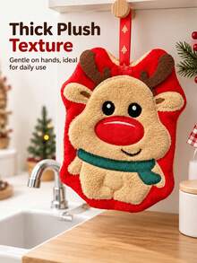 Teckwe Christmas Cleaning Cloth, 2 Patterns Optional, Santa & Reindeer Plush Dish Towel, Xmas Home Kitchen Decor - Christmas series - View 3