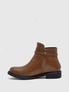 CUCCOO BIZCHIC Sepatu Bot Fashion Wanita Nyaman Warna Cokelat untuk Musim Gugur dan Musim Dingin dengan Sol Datar - Coklat - View 7