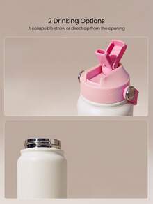 GLOWMODE 27oz Keep Sippin' Stainless Steel Insulated Bottle With Carry Handle & Foldable Straw Daily Active Outdoor Accessories - White - View 3