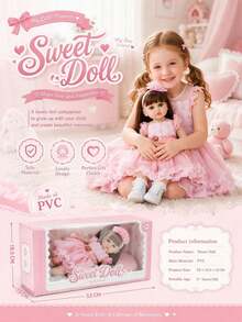 POKOJA LAND 1PC 55cm Sweet Reborn Baby Doll Princess, Vinyl Pretend Play Toy, Gift For Kids & Valentine's Day - Multicolor - View 6