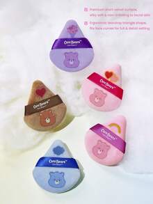 SHEIN X Care Bears 5件組印刷鬆散粉撲，超柔軟化妝海綿，適用於乾粉的臉部混合，定妝使用 - 彩色 - 查看 4