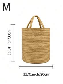 1pc Foldable Woven Laundry Basket With Handle, Multifunctional Large Capacity Storage Basket, Available In Yellow And White, Suitable For Storing Clothes, Blankets, Toys, Holiday Items, Home Decor, Applicable In Laundry Room, Bathroom, Bedroom, Living Room, Hallway, Etc. - Multicolor - View 20