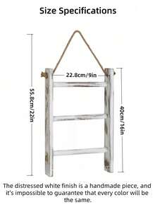 1PC 3 Tier Solid Wood Vintage Rustic Ladder Shelf Towel Rack Display Stand For Bathroom Living Room Store Home Decor Freestanding Storage Organizer - do old color - View 2