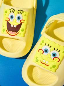 SpongeBob SquarePants | SHEIN Cute Cartoon Children's Slippers, Suitable For Toddlers And Children, EVA Material, Suitable For Home Bathrooms, Swimming Pools, Beaches, Etc - Yellow - View 3