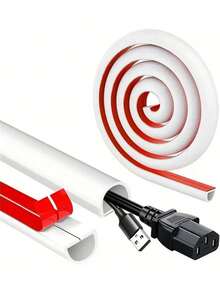 1/2/3/4/5/6M Length 15Mm Wide PVC Cable Management Raceway, Invisible Decorative Cord Cover, Anti-Step Protector Sleeve With End Caps, Self Adhesive Flexible Cable Duct. - various - View 17