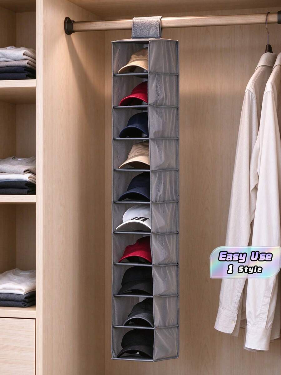 10格垂直懸掛式帽子收納架 | 讓您的棒球帽井然有序 - C - 查看 1