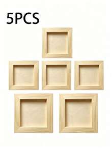 5pcs DIY Wooden Photo Frame Handmade Kit | Creative Clay Painting Decorative Photo Frame, Minimalist Wooden Style, Suitable For Home Decor, Handmade Gifts, Craft Projects And Photo Display, Customizable - 10*10cm - View 8