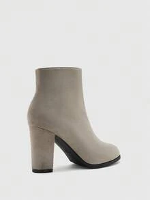 CUCCOO BIZCHIC Sepatu Bot Ankle Wanita Hak Tebal Warna Abu-abu dengan Resleting Samping, Sepatu Bot Ankle Modis Serbaguna untuk Perjalanan Sehari-hari - Grey - View 8