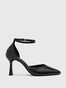 CUCCOO SZL Light And Familiar Imperial Sister Style Women's Spring And Summer Commuting Dating Thin Silver Buckle Solid Color Pointed Hollow Strap Tapered Thin H - Black - View 6