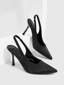 CUCCOO SZL Women's Fashion And Elegance Pointed Toe Empty Shoes. Mirror PU Fabric. Fine High Heel. Versatile. Commuting - Black - View 7