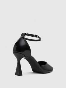 CUCCOO SZL Light And Familiar Imperial Sister Style Women's Spring And Summer Commuting Dating Thin Silver Buckle Solid Color Pointed Hollow Strap Tapered Thin H - Black - View 3