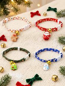 PETSIN Christmas Pet Collar With Bell & Cute Charms, Adjustable Quick Release Breakaway Collar For Cats Small Dogs, Holiday Pet Costume Accessories For Christmas Party & Pet Photo Shoot - Multicolor - View 4