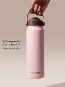 GLOWMODE 27oz Keep Sippin' 不鏽鋼保溫水瓶，附攜行把手與可折疊吸管，日常運動戶外配件 - 粉色 - 查看 4
