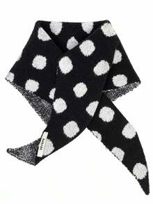 Joivida 1Pc Women Polka Dot Knit Triangle Scarf, Warm Multi-Use Neck Wrap Headscarf, Fall Winter Versatile Shawl, Fashion Accessory, 5 Colors Available - Multicolor - View 19