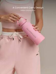 GLOWMODE 17oz Happy Hydrator Stainless Steel Insulated Bottle With Push-Button Dispenser & Cup Lid Daily Active Outdoor Accessories  - Pink - View 3