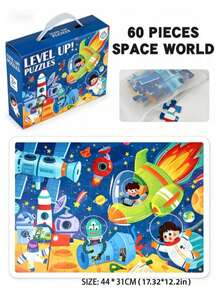 MINKOJA 1Set 60Pcs Large Puzzle With Portable Gift Box, Educational Early Learning Toys For Ages 3-6 & 6-12, Manual Cognitive Puzzles, DIY Intellectual Development Toys For Boys And Girls, Perfect For Back To School, Christmas, School Bag Accessories And Gift Bag Fillers - Multicolor - View 3