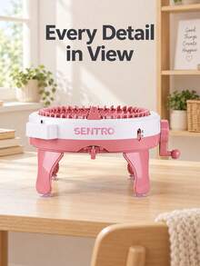 Manual Wool Knitting Machine With Random Color Accessories, Star Drum Hand Cranked Knitting Machine, Intelligent Rotating Double-Sided Knitting Board, Crochet Machine, Christmas And Thanksgiving Gifts - Dusty Pink - View 11