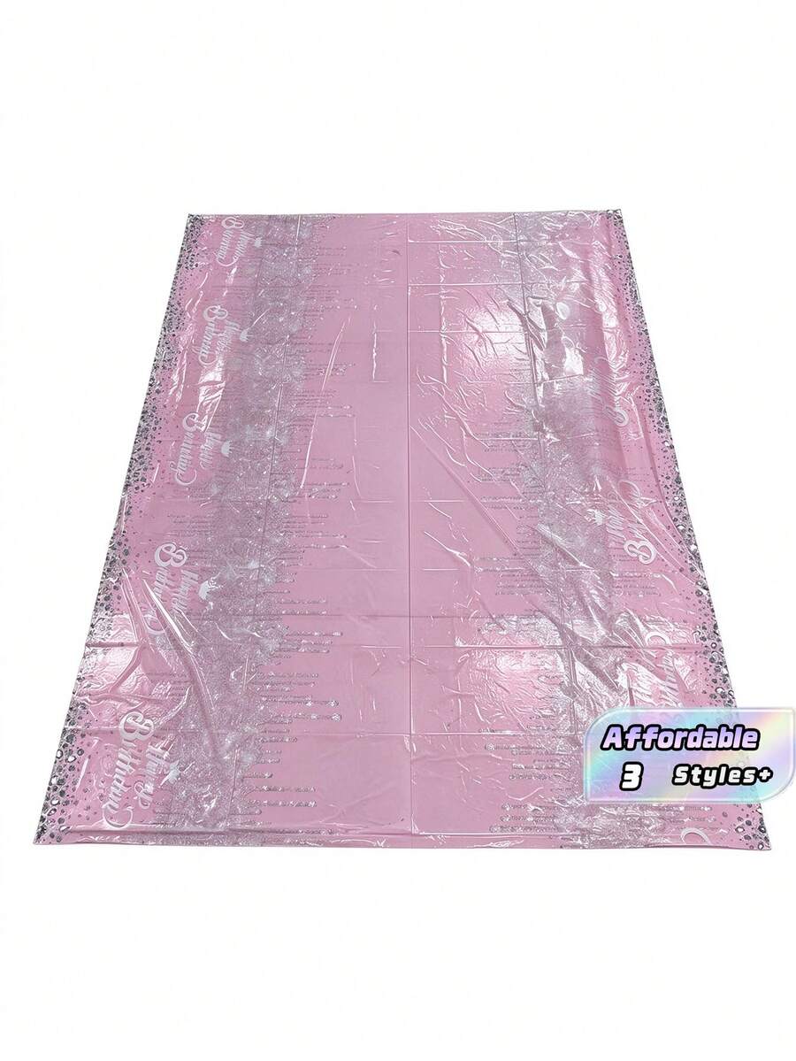 1pc Pink Diamond Pattern Disposable Birthday Tablecloth Birthday Party Room Table Decorative Table Cover Table Runner,Christmas - Rose Gold - View 1